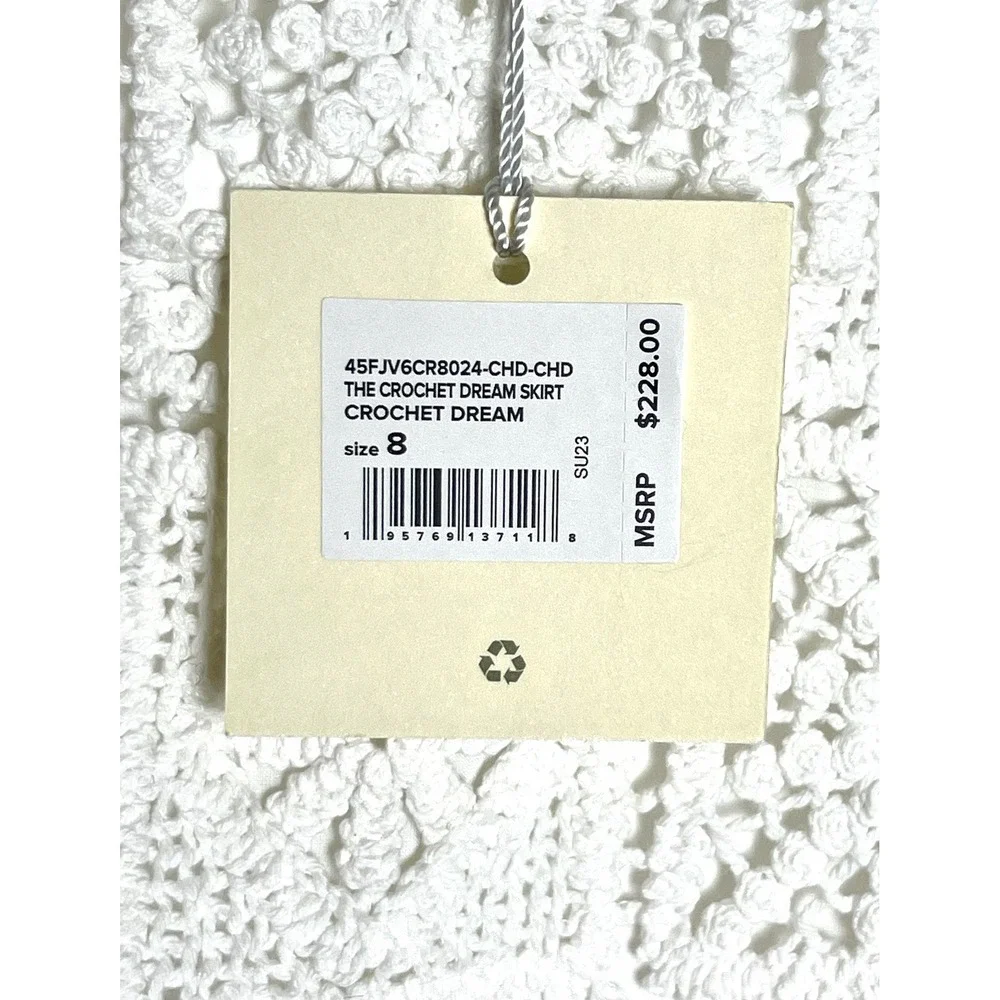 NWT! FAVORITE DAUGHTER The Crochet Dream Cotton Skirt Cream White Crochet Mini 8